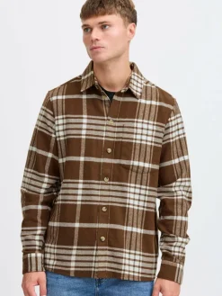 Solid Hemden<Herren Langarmhemd - SDNAB braun kariert