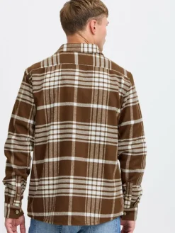 Solid Hemden<Herren Langarmhemd - SDNAB braun kariert
