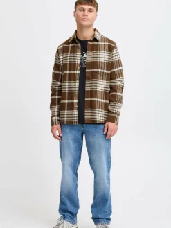 Solid Hemden<Herren Langarmhemd - SDNAB braun kariert