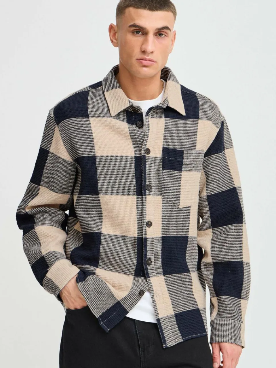 Solid Hemden<Herren Langarmhemd - SDOLIVER blau kariert