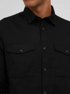 Solid Hemden<Herren Langarmhemd - SDTim schwarz uni