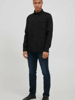 Solid Hemden<Herren Langarmhemd - SDTim schwarz uni