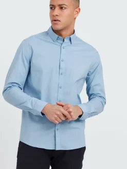 Solid Hemden<Herren Langarmhemd - SDTyler hellblau uni