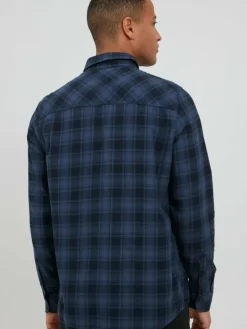 Solid Hemden<Herren Langarmhemd - SDVarick blau kariert