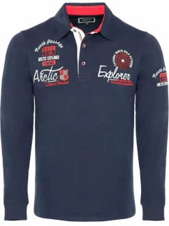 Carisma Poloshirts<Herren Langarm-Polo blau bedruckt