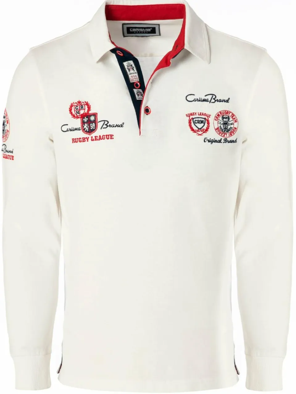 Carisma Poloshirts<Herren Langarm-Polo weiß bedruckt