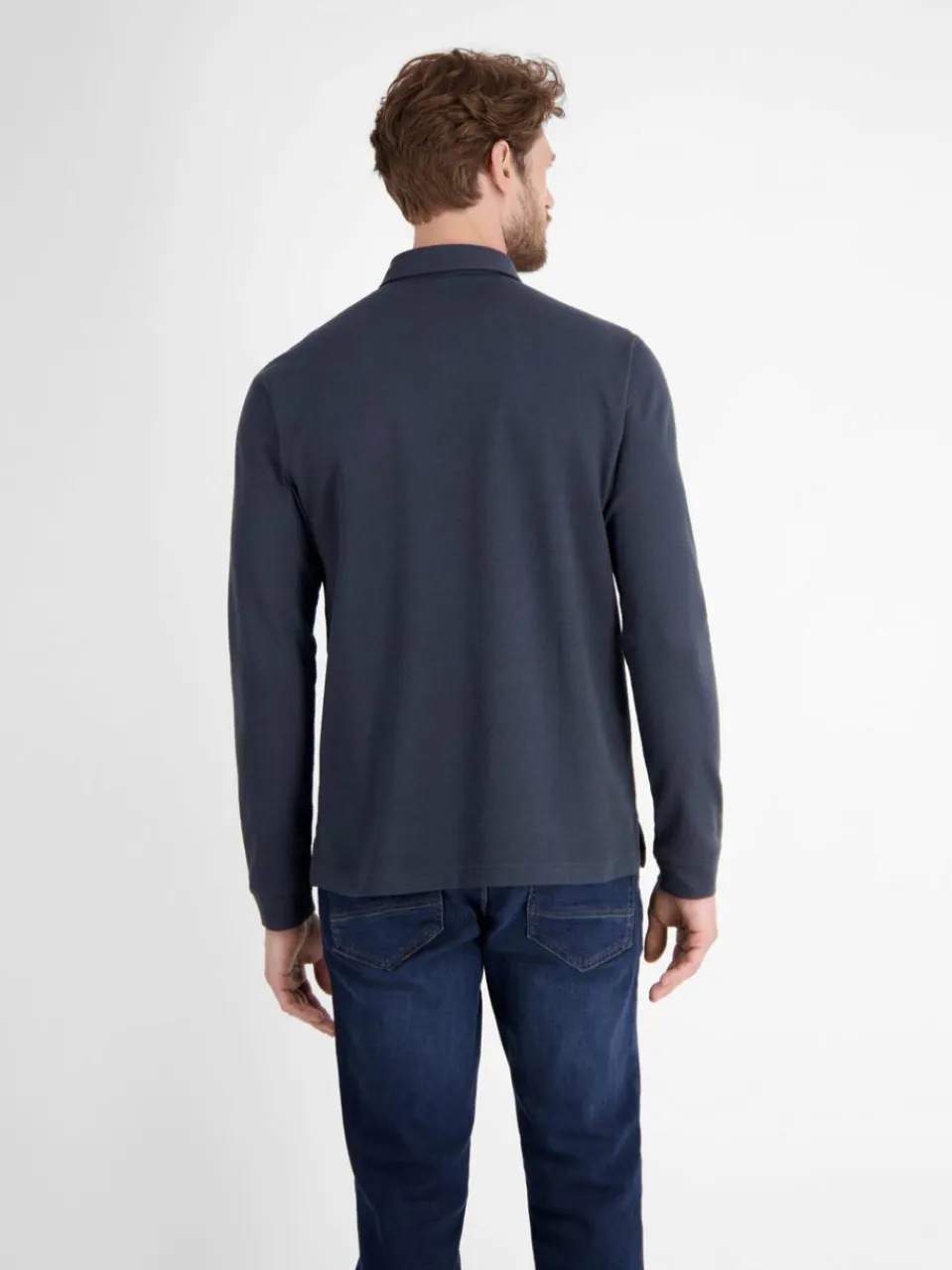 LERROS Poloshirts<Herren Langarm-Poloshirt marine uni