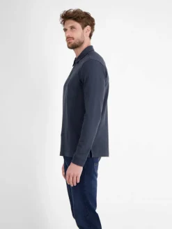 LERROS Poloshirts<Herren Langarm-Poloshirt marine uni