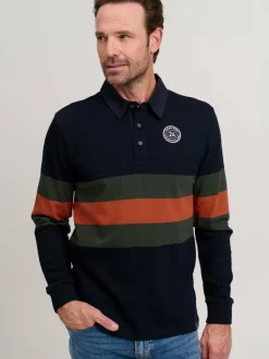 FQ1924 Poloshirts<Herren Langarm-Poloshirt - FQMikkael marine gestreift