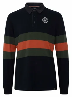 FQ1924 Poloshirts<Herren Langarm-Poloshirt - FQMikkael marine gestreift