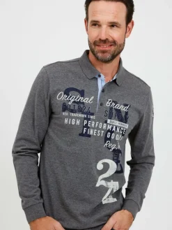 FQ1924 Poloshirts<Herren Langarm-Poloshirt - FQRagnvald grau bedruckt
