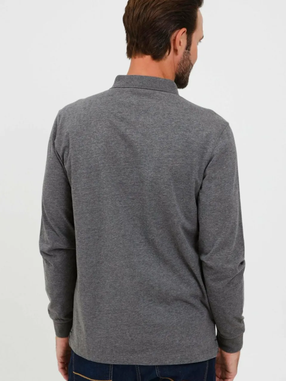 FQ1924 Poloshirts<Herren Langarm-Poloshirt - FQRagnvald grau bedruckt