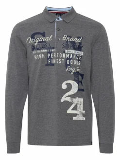 FQ1924 Poloshirts<Herren Langarm-Poloshirt - FQRagnvald grau bedruckt