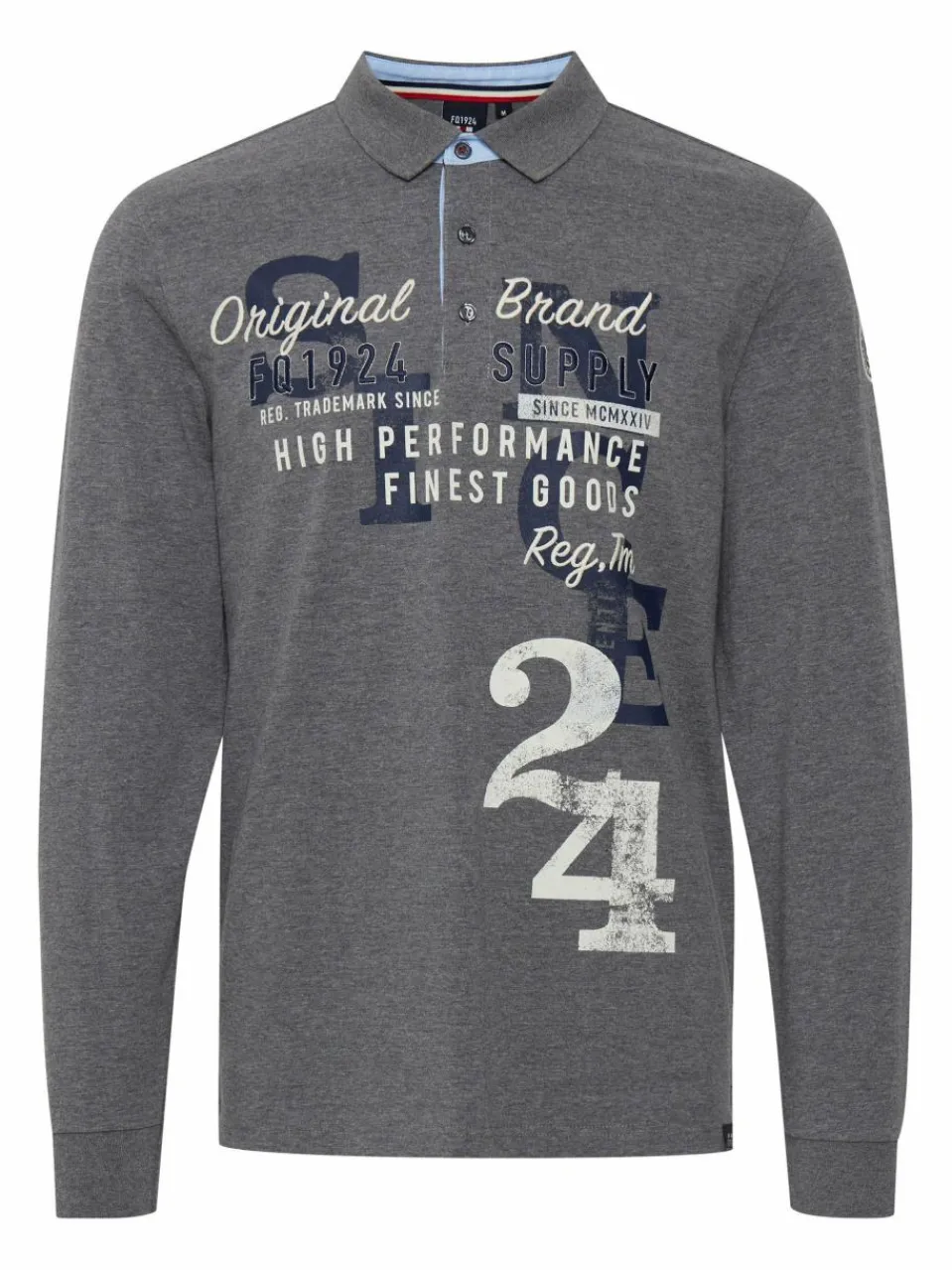 FQ1924 Poloshirts<Herren Langarm-Poloshirt - FQRagnvald grau bedruckt