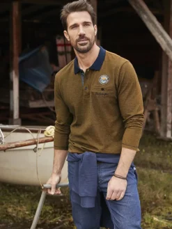 Jan Vanderstorm Poloshirts<Herren Langarm-Poloshirt - JUHANI braun meliert