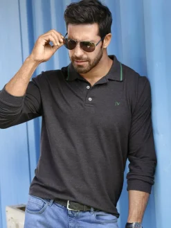 Jan Vanderstorm Poloshirts<Herren Langarm-Poloshirt - ELLIS grau uni