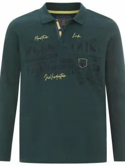 Jan Vanderstorm Poloshirts<Herren Langarm-Poloshirt - MAKSE grün bedruckt