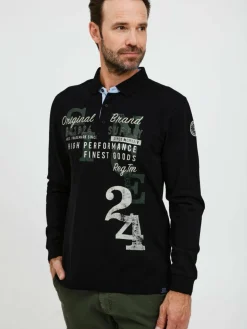 FQ1924 Poloshirts<Herren Langarm-Poloshirt - FQRagnvald schwarz bedruckt