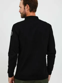 FQ1924 Poloshirts<Herren Langarm-Poloshirt - FQRagnvald schwarz bedruckt