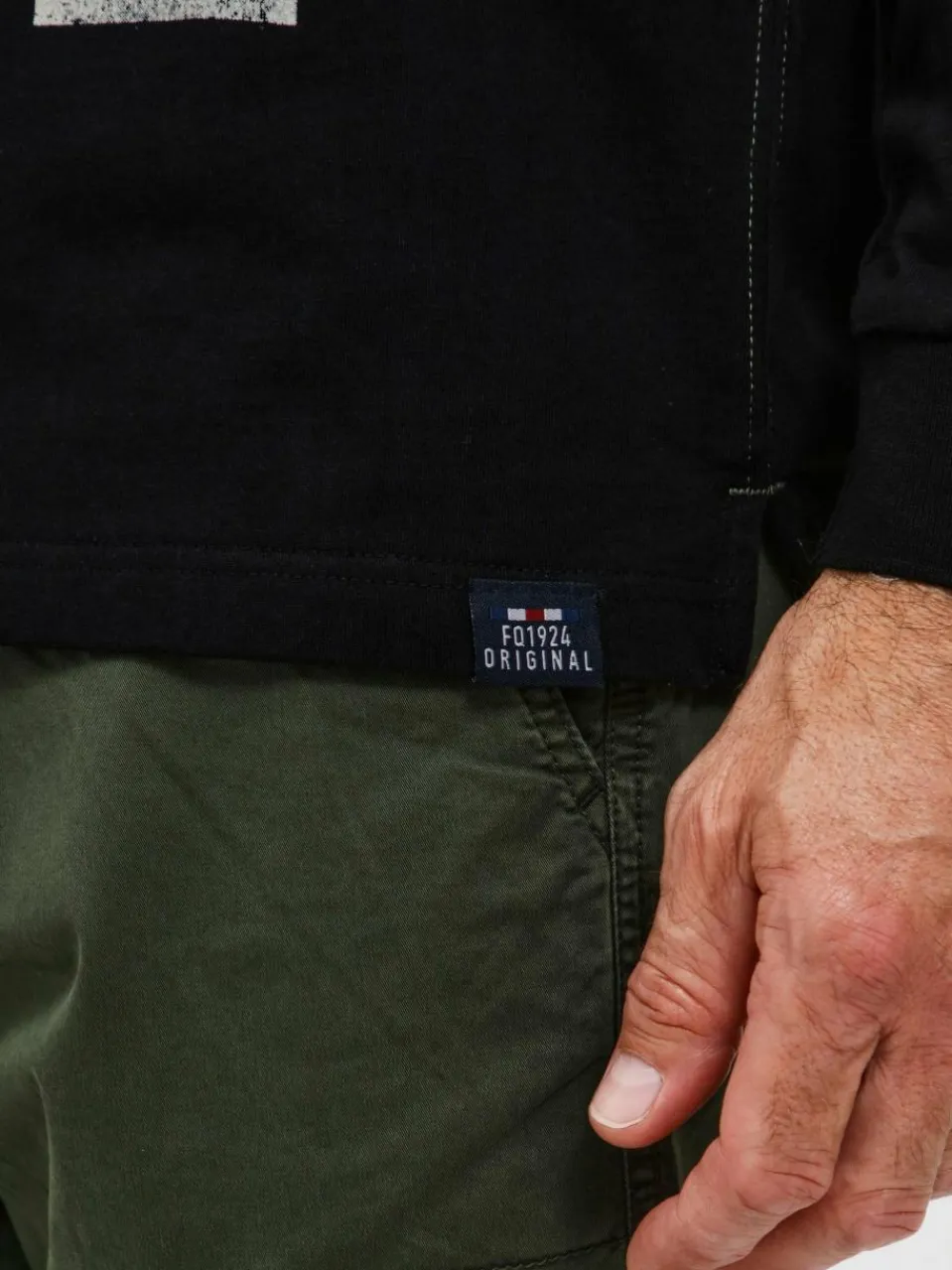 FQ1924 Poloshirts<Herren Langarm-Poloshirt - FQRagnvald schwarz bedruckt