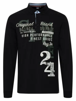 FQ1924 Poloshirts<Herren Langarm-Poloshirt - FQRagnvald schwarz bedruckt