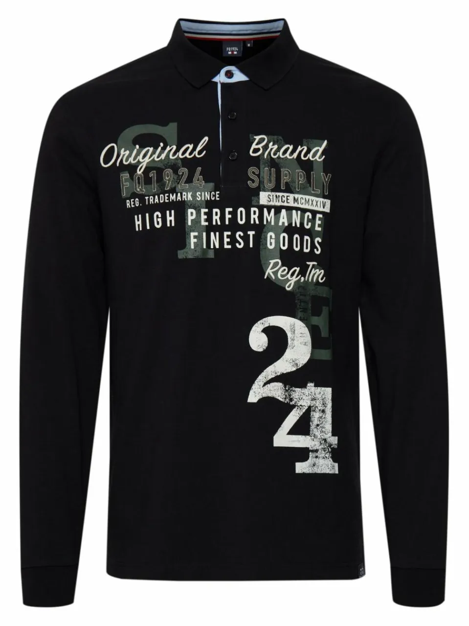 FQ1924 Poloshirts<Herren Langarm-Poloshirt - FQRagnvald schwarz bedruckt