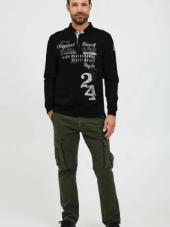 FQ1924 Poloshirts<Herren Langarm-Poloshirt - FQRagnvald schwarz bedruckt
