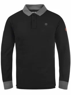 BLEND Poloshirts<Herren Langarm-Poloshirt - BHRalle schwarz uni