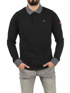 BLEND Poloshirts<Herren Langarm-Poloshirt - BHRalle schwarz uni