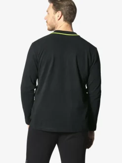 Jan Vanderstorm Poloshirts<Herren Langarm-Poloshirt - SIGURDHILD schwarz bedruckt