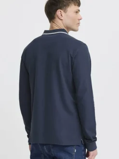 Solid Poloshirts<Herren Langarm-Poloshirt - SDHANGOR blau uni