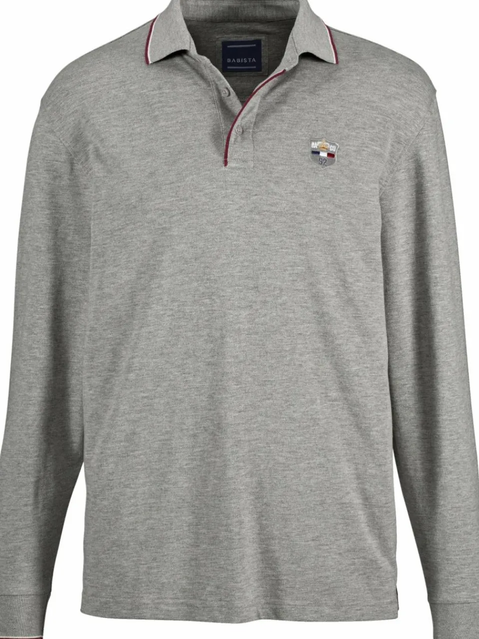 BABISTA Poloshirts<Herren Langarm-Poloshirt - MILANVETZO grau melange uni