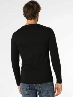 Nils Sundström Shirts<Herren Langarmshirt schwarz uni