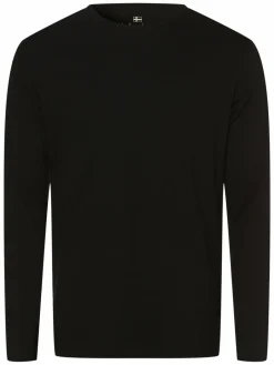 Nils Sundström Shirts<Herren Langarmshirt schwarz uni