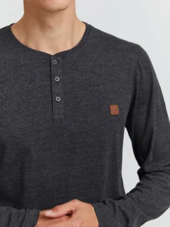 11 Project Shirts<Herren Langarmshirt - PRBonso anthrazit uni