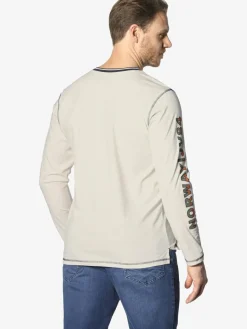 Jan Vanderstorm Shirts<Herren Langarmshirt - RAGNHILD vanille bedruckt