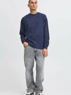 Solid Shirts<Herren Langarmshirt - SDREYNALDO blau uni