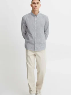 Solid Hemden<Herren Langarmshirt - SDVal blau gestreift