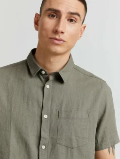 Solid Hemden<Herren Leinenhemd - SDAllan grün uni