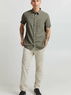 Solid Hemden<Herren Leinenhemd - SDAllan grün uni