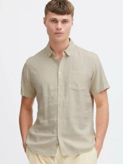 Herren Solid Hemden>Herren Leinenhemd - SDAllan