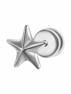 True Rebels Schmuck<Herren Ohrstecker - Stern silber uni