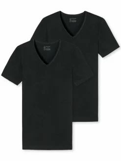 Schiesser Shirts<Herren 2-Pack T-Shirt - 95/5 schwarz uni
