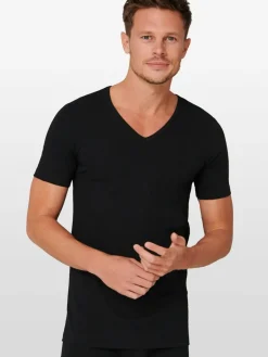 Schiesser Shirts<Herren 2-Pack T-Shirt - 95/5 schwarz uni