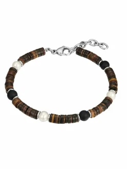 True Rebels Schmuck<Herren Perlen-Armband braun uni