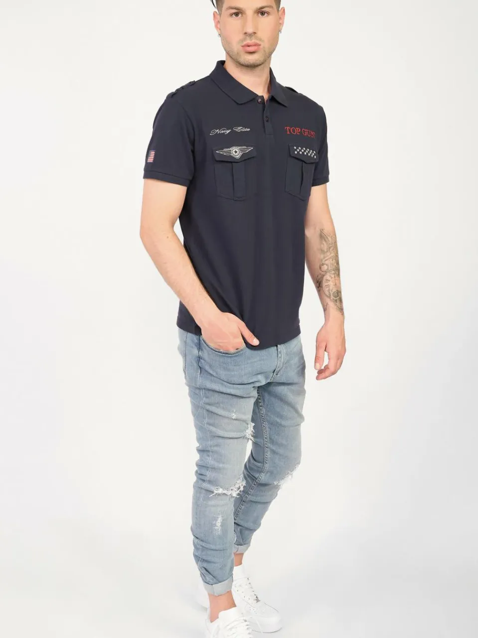 Topgun Poloshirts<Herren Polo Shirt blau uni