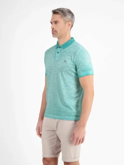 LERROS Poloshirts<Herren Poloshirt aqua gestreift