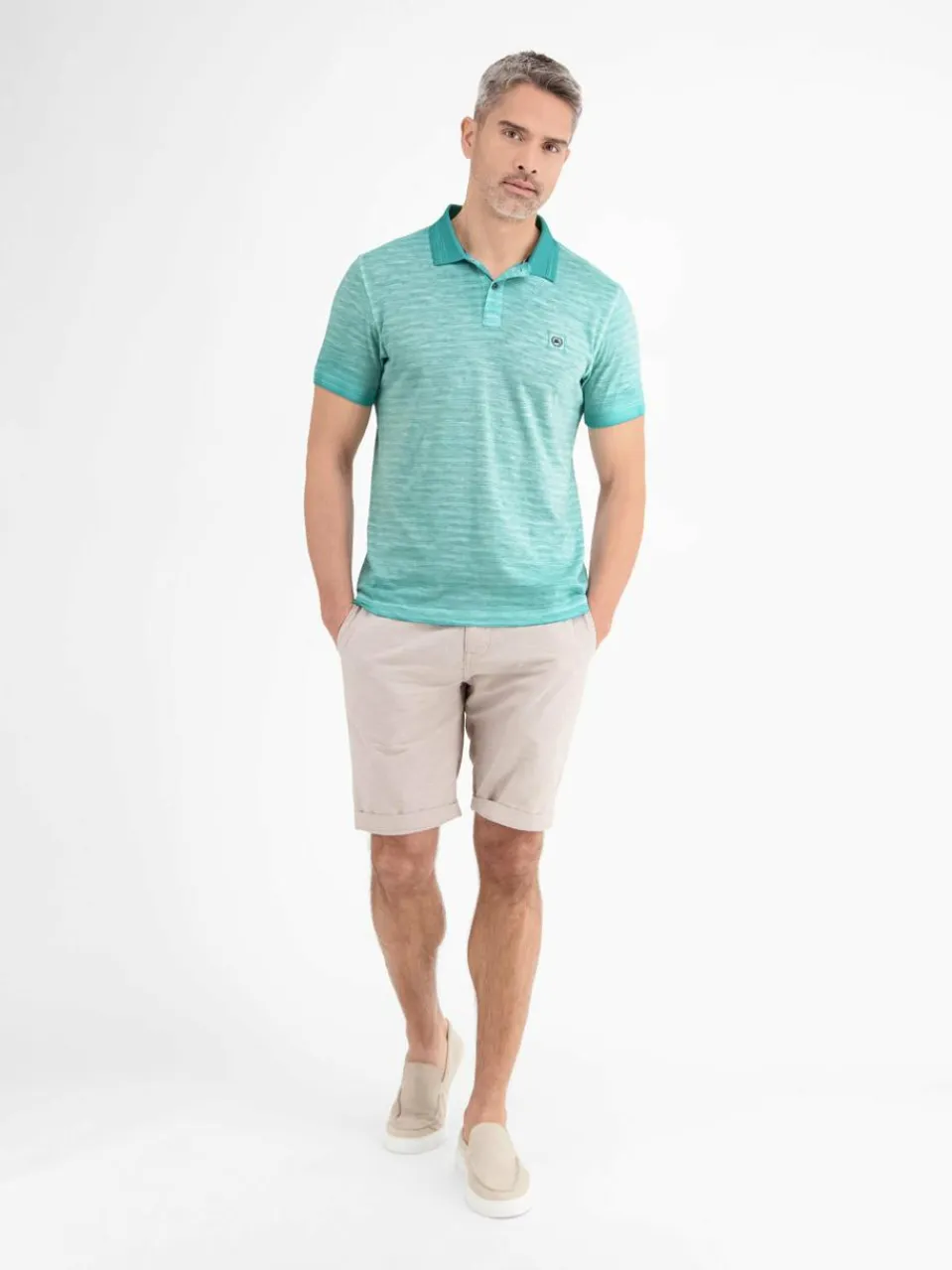 LERROS Poloshirts<Herren Poloshirt aqua gestreift