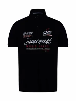 Andrew James Poloshirts<Herren Poloshirt marine weiß bedruckt