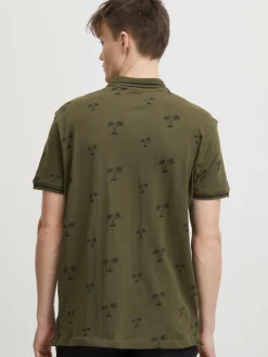 BLEND Poloshirts<Herren Poloshirt grün gemustert